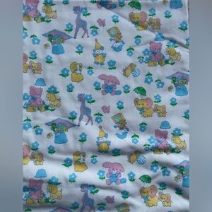 Vintage Baby Blanket Bunny Elephant Donkey Toys Spring Mills Nursery 42"x42"